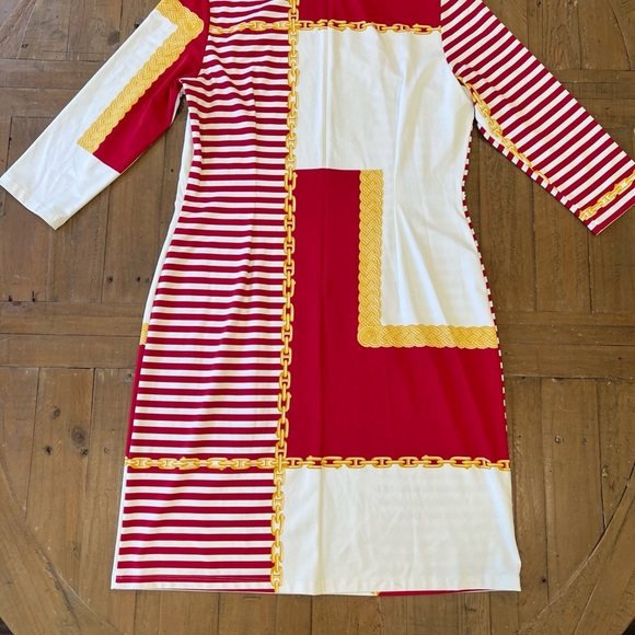 j.mclaughlin Sophia Sheath Dress XL Nautical Chain Preppy Red And White NWT - Picture 8 of 12